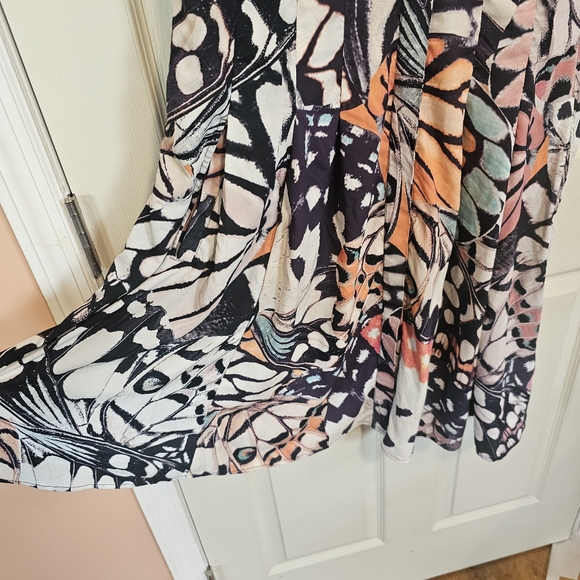 eshakti Butterfly Button Down Printed Fit & Flare Plus Size Dress - Picture 6 of 8